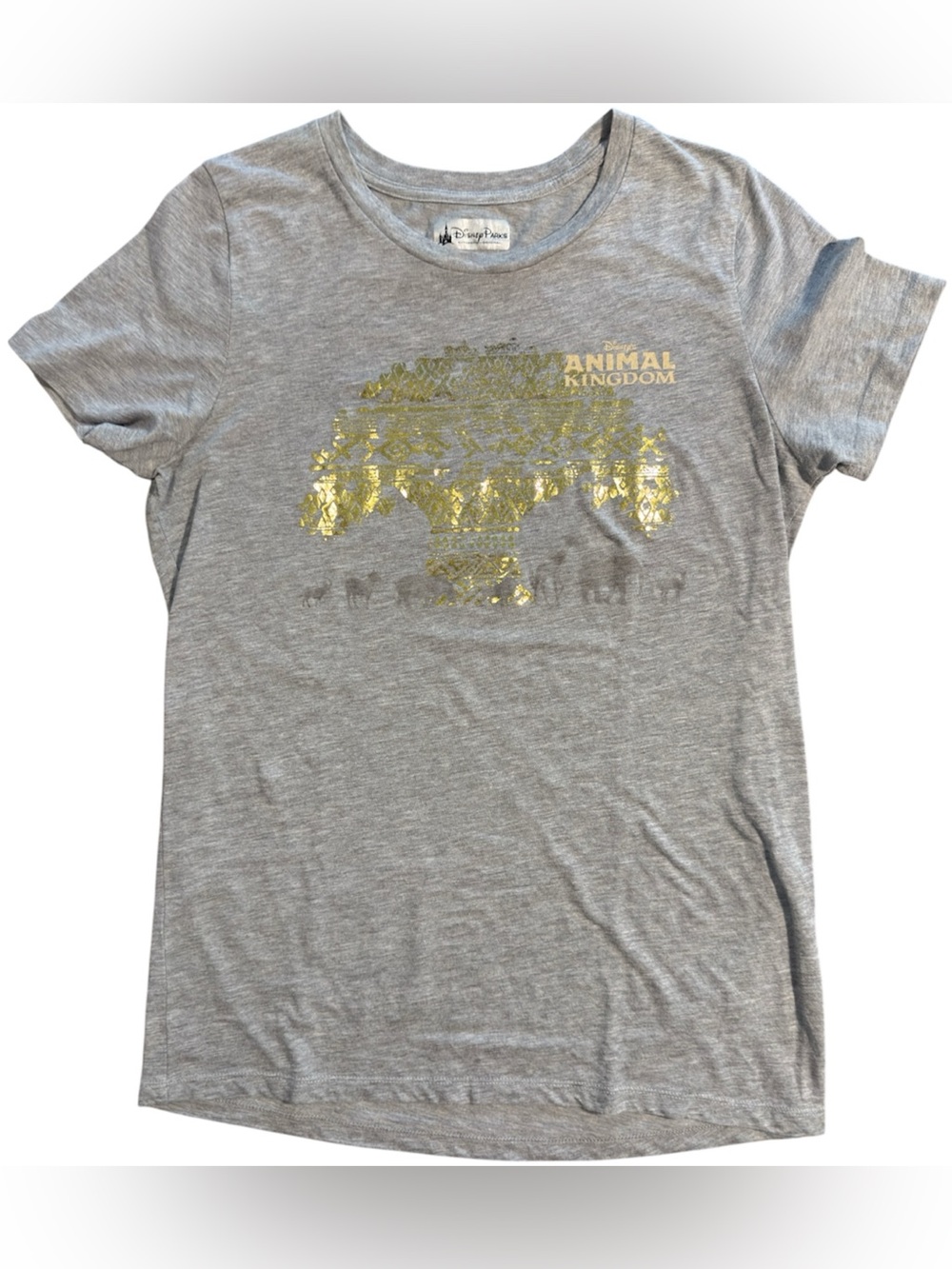 Disney Parks Disney's Animal Kingdom Gray & Gold Graphic T-Shirt Kids XL